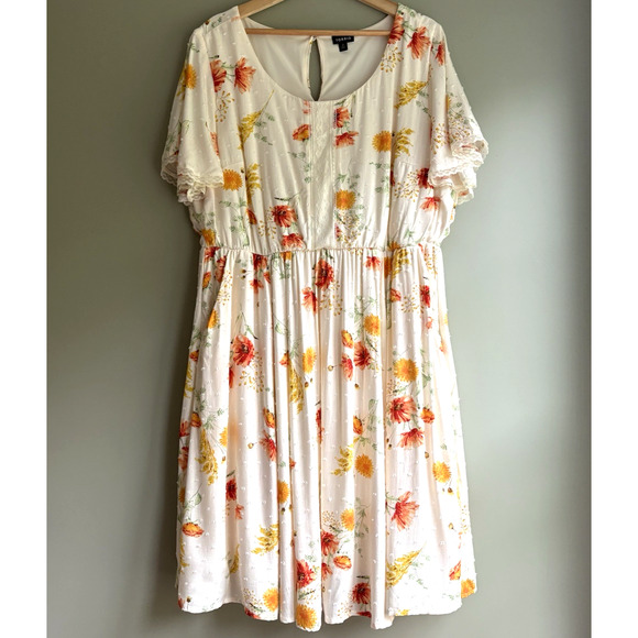 TORRID Floral Lace Swiss Dot Mini Dress Lined Plus Size 2X | 18-20 | Torrid 2 - Picture 1 of 16